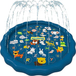 SplashEZ 3-in-1 splash pad front view showing the blue 60 inch alphabet water play mat