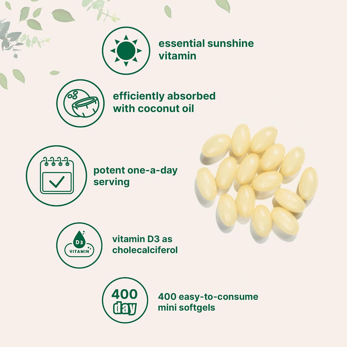Micro Ingredients Vitamin D3 softgels capsule close up