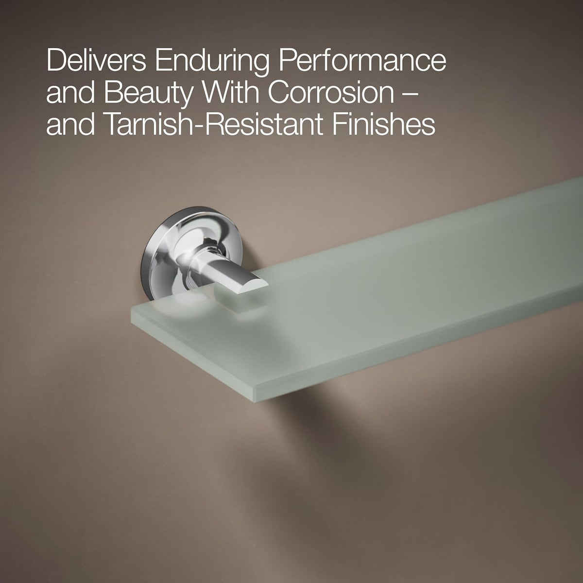 Kohler polished chrome bathroom shelflifestyle display