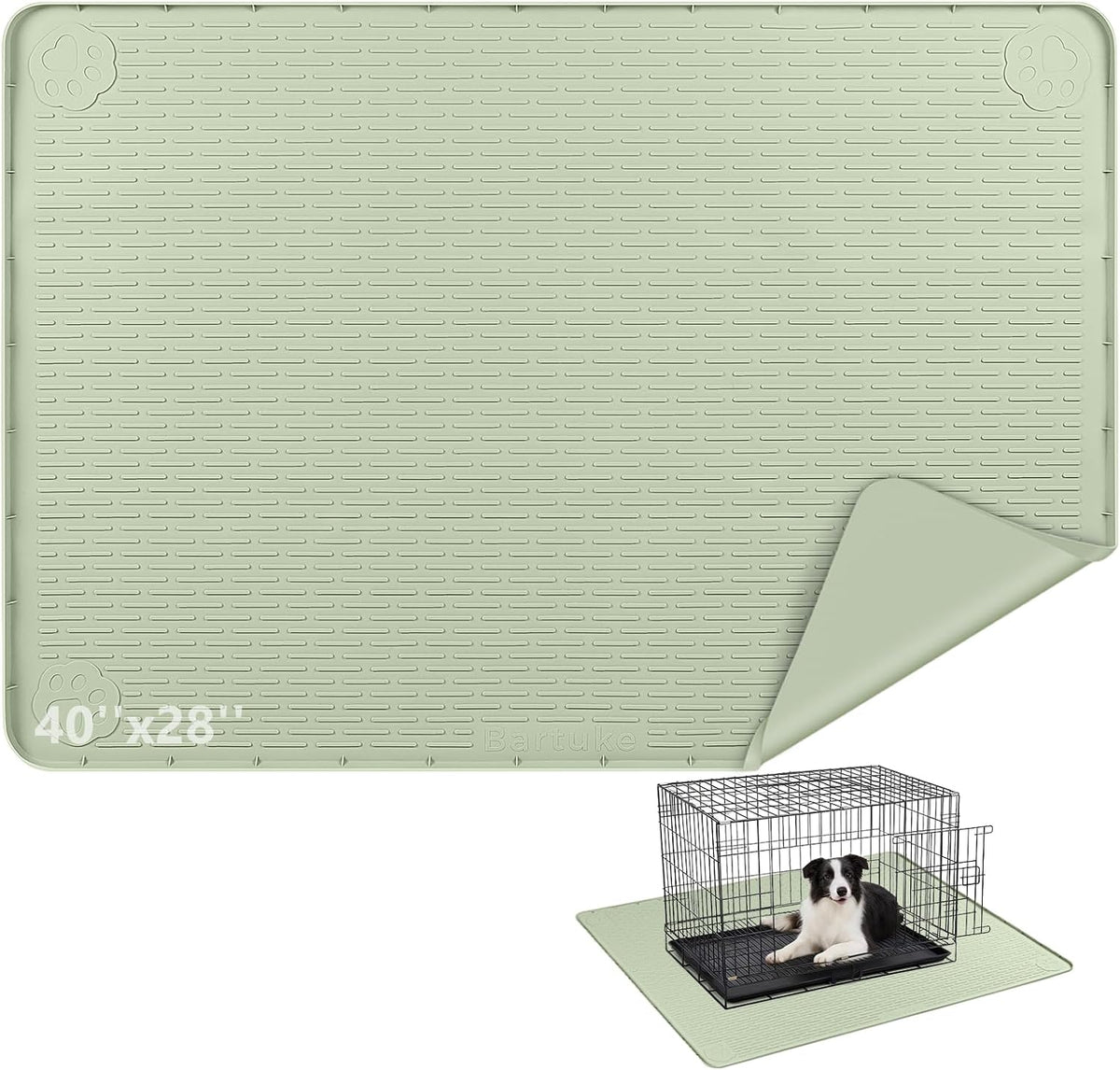 Silicone Dog Crate Mat, 40"x 28" Under Dog Crate Kennel Pad with Raised Edge, Washable Dogs Bed Mat, Waterproof, Leakproof, Protect Floors (Dark Grey) - Image 9