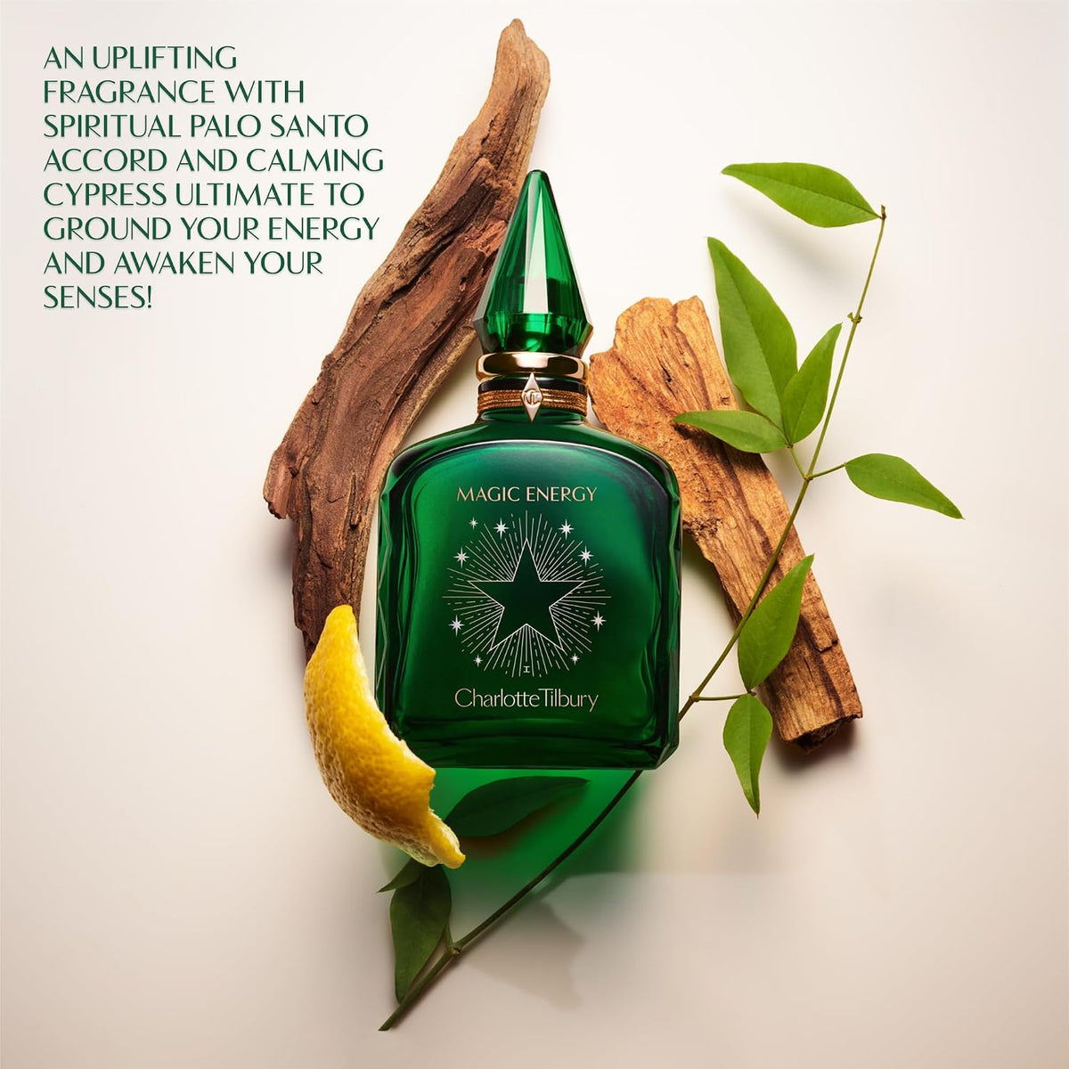 Charlotte Tilbury Magic Energy luxury woody fragrance packaging showing the collection of emotions theme