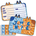 TYHJOY cartoon dog birthday party invitations front view showing blue puppy design