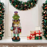 Kurt Adler 15-Inch Nutcracker close-up of frog hat and crown