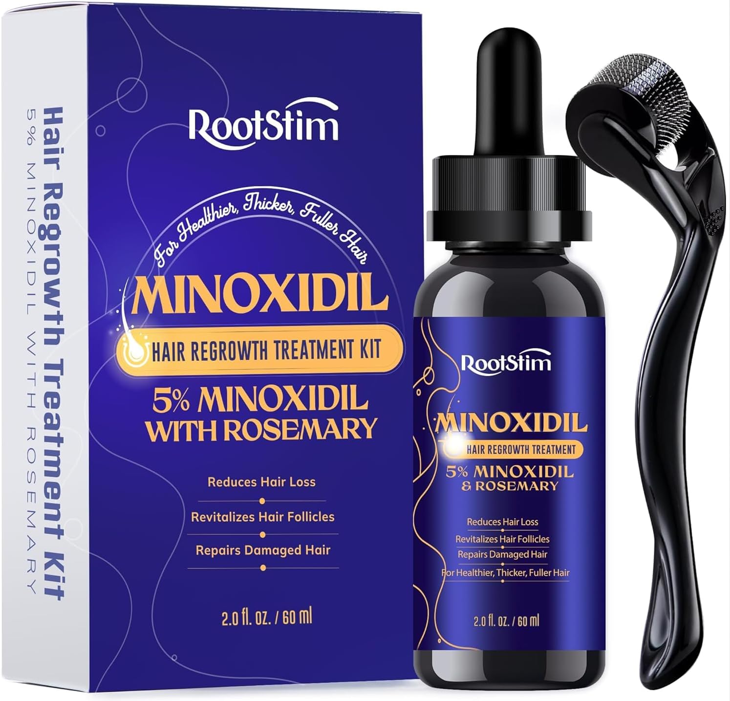 5% Minoxidil Hair Growth, Beard Growth Kit for Men and Women: Extra Strength Minoxidil Hair Loss Treatment Serum with Rosemary for Faster Stronger Thicker Hair Growth 2 Fl Oz - Image 1