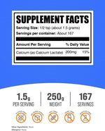 Pure food grade calcium supplement powder by BulkSupplements for strong bones.
