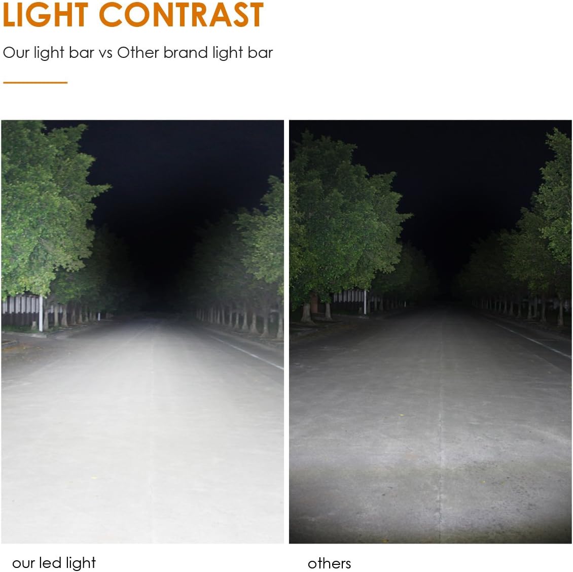 Auxbeam LED light bar illuminating a dark trail during night driving