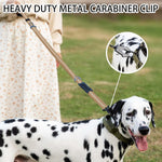 Brown heavy duty nylon tactical leash showing the accessory D ring and double sided reflective stitching