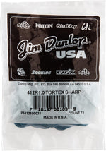 Jim Dunlop Tortex sharp guitar pick tip detail