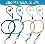 Black and blue coated wire rope dog leash for aggressive chewers
