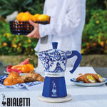 Bialetti Blue Mediterraneo coffee maker side angle