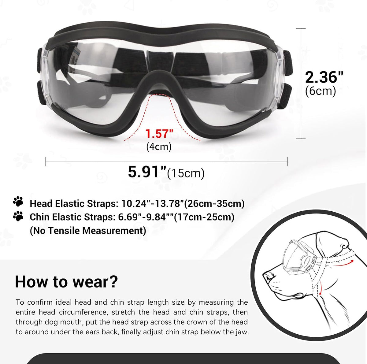 Close up of soft foam frame padding on dog goggles