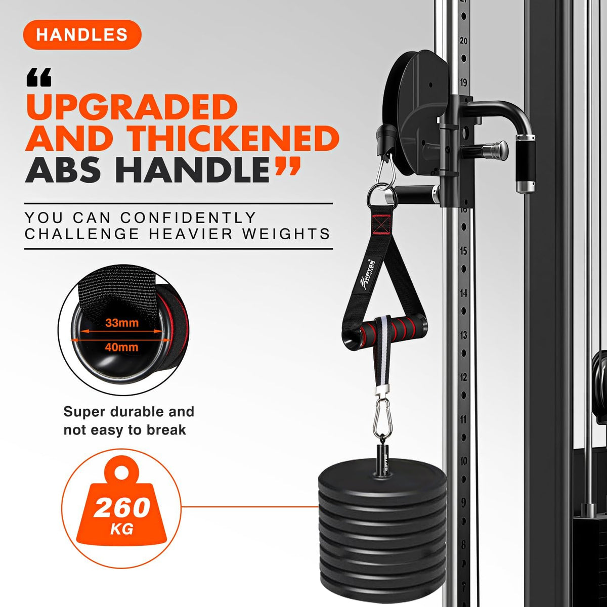 HPYGN gym cable attachment showing stainless steel carabiner