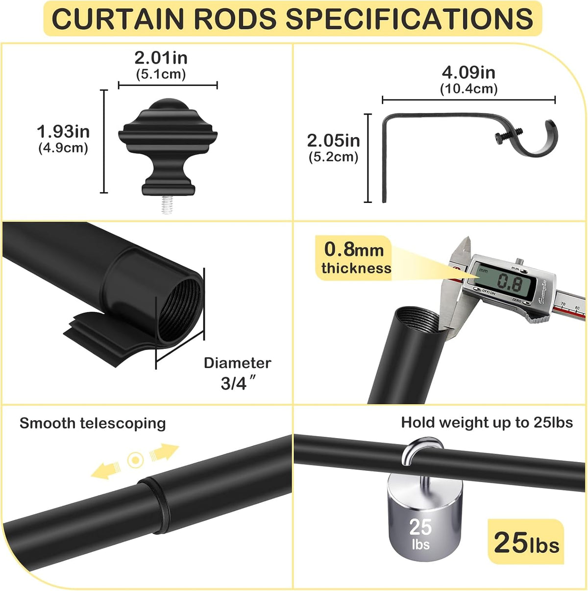 Sturdy 3/4 inch diameter metal rod strength demonstration