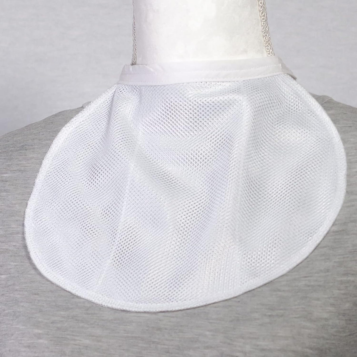 Romet Blouse-Neck Stoma Cover White front view for discreet neck protection.