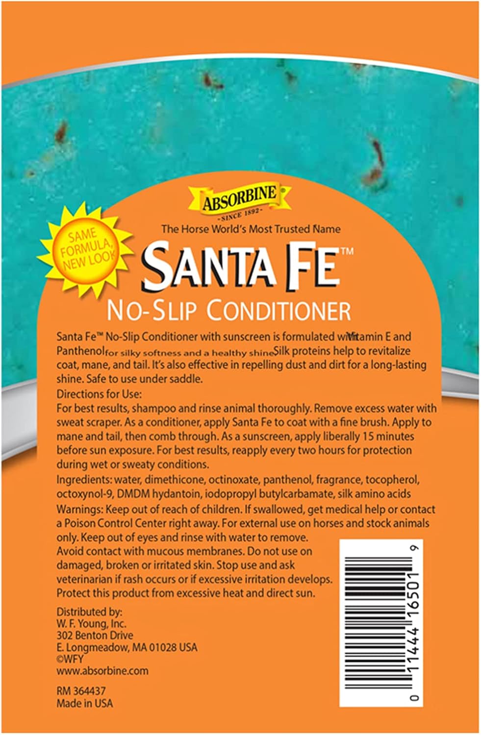 Absorbine equine spray showing the non slippery formula labels clearly.