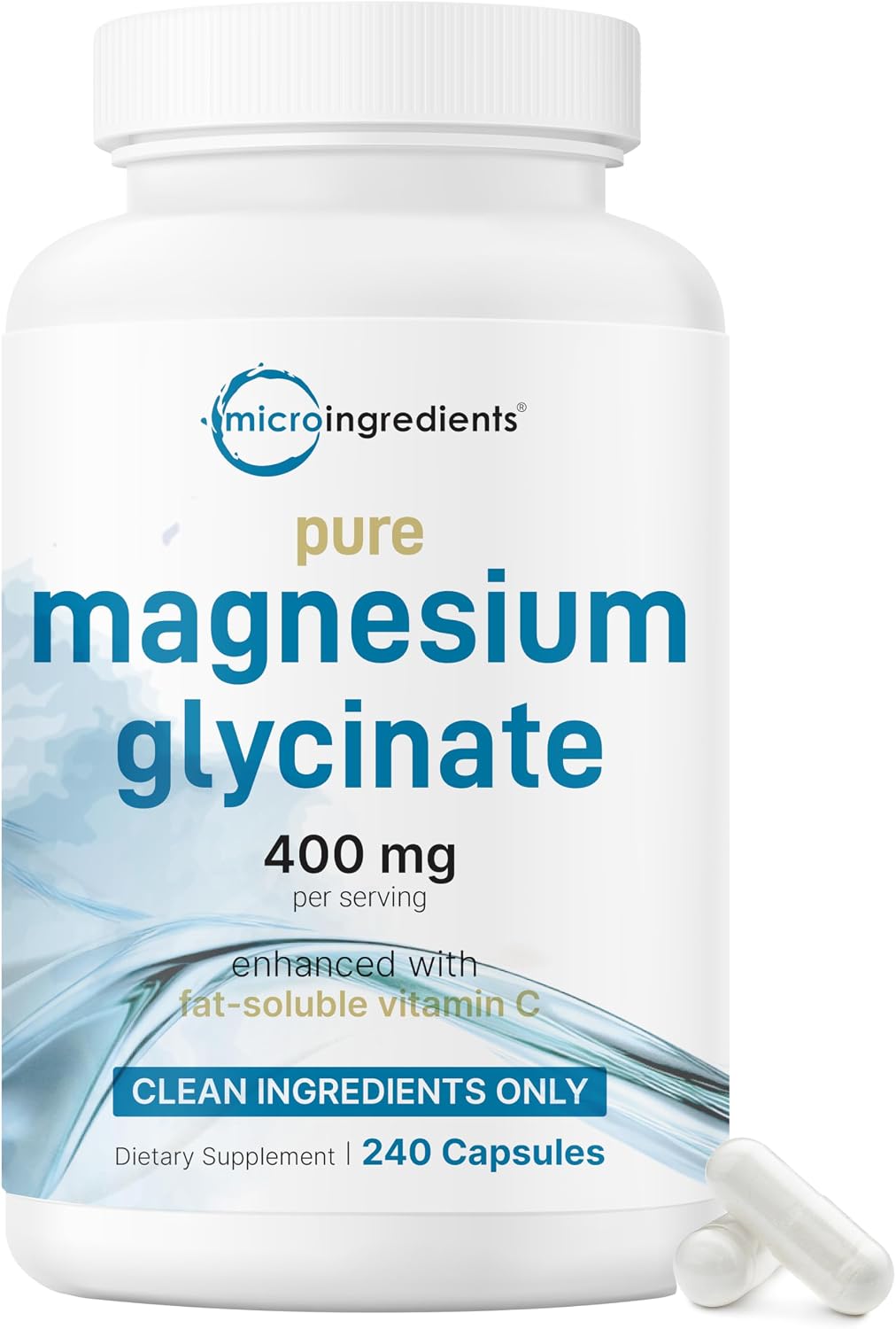 Micro Ingredients Pure Magnesium Glycinate front bottle view supplement