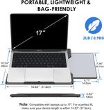 DeskLogics travel work pad demonstrating slim 0.62 inch thickness and handle.