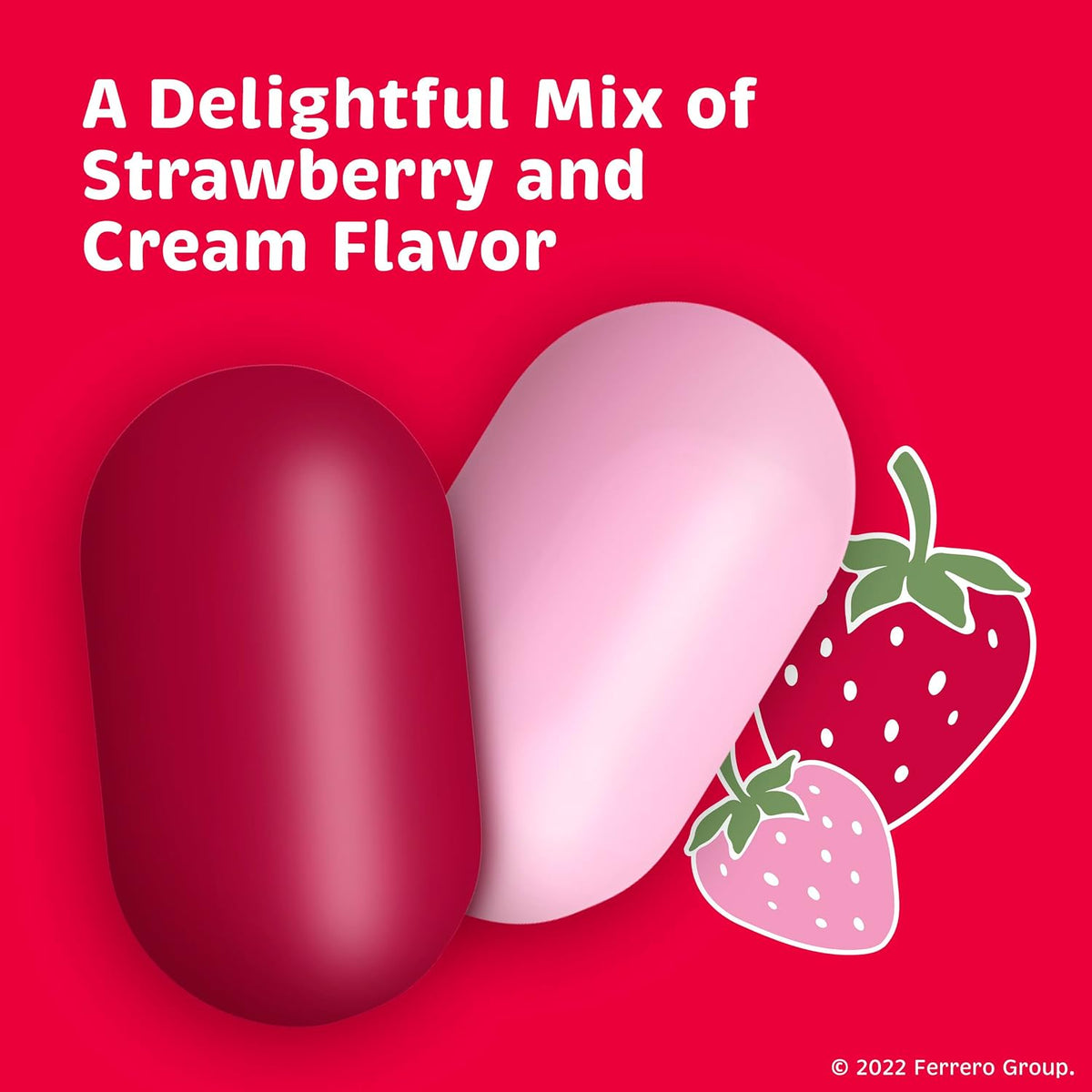 Close up of a single pink and white Tic Tac mint showcasing its layered texture.