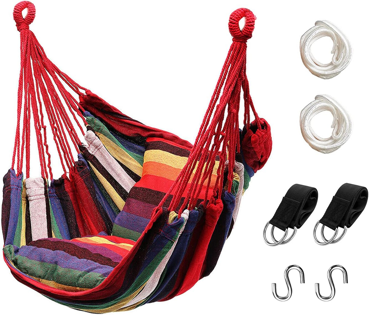 Hommtina Hammock Chair Hanging Rope Swing, Max 300 Lbs Hanging Chair with Pocket & Durability Perfect for Outdoor, Home, Bedroom, Patio, Yard (Pillows NOT Included,Dark Gray) - Image 10