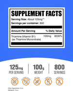BulkSupplements Vitamin B1 powder dietary supplement nutritional facts