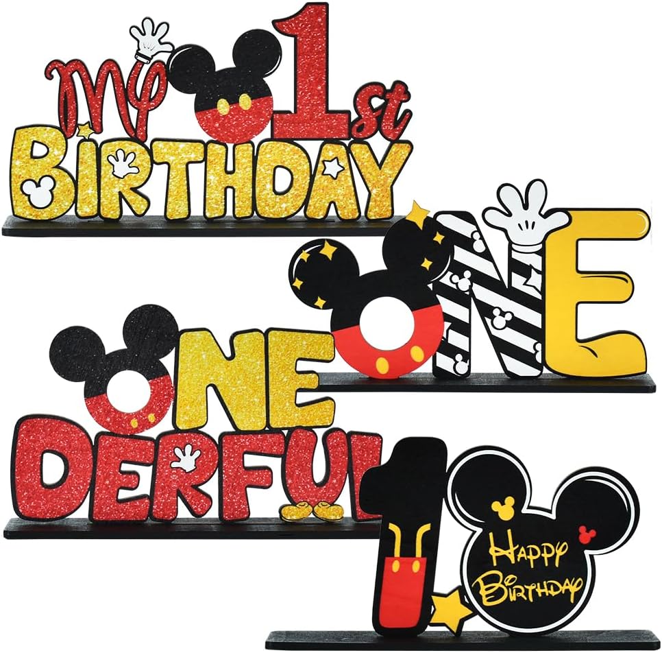 Toniful mouse 1st birthday table centerpieces front view
