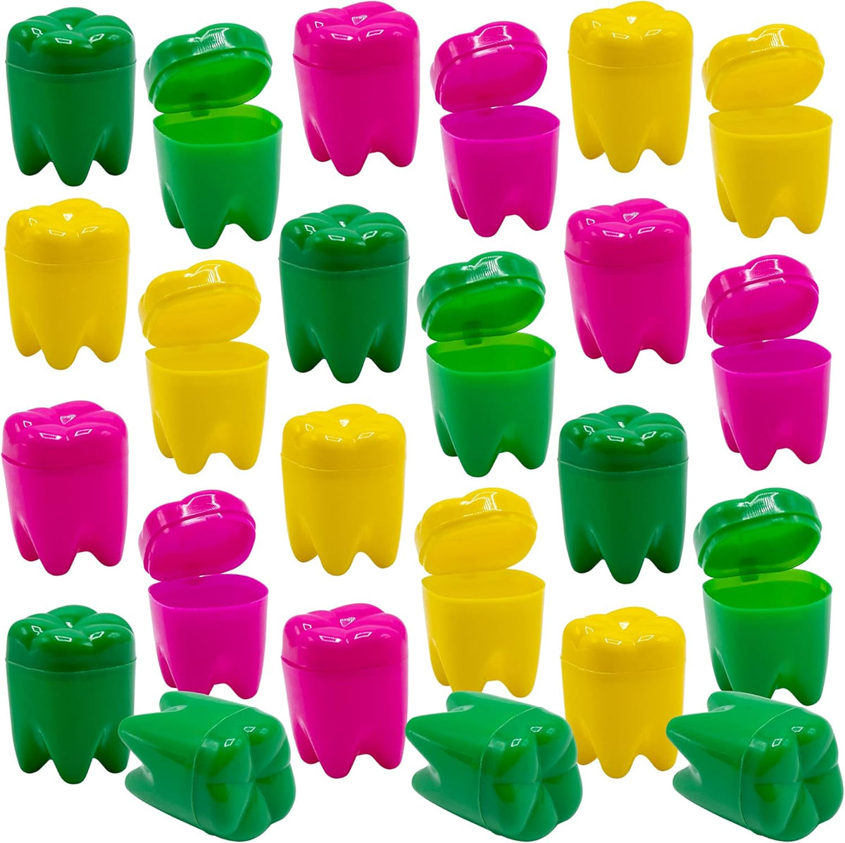 Srenta neon tooth saver seventy two piece front view display showcasing vibrant rainbow colors.