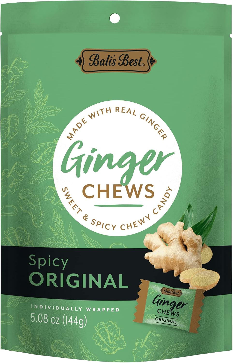 Bali's Best Ginger Chews, Spicy Original Flavor, 5.08 Oz (Pack of 3), Individually Wrapped Soft Candy, Made with 100% Real Ginger, Digestive Health Support, Upset Stomach Relief, Halal - Image 14