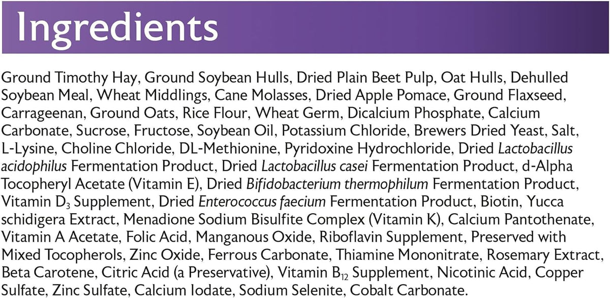 Mazuri grass hay based tortoise food nutritional facts label