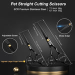 CIICII professional pet grooming shears set laid out with safety round tips