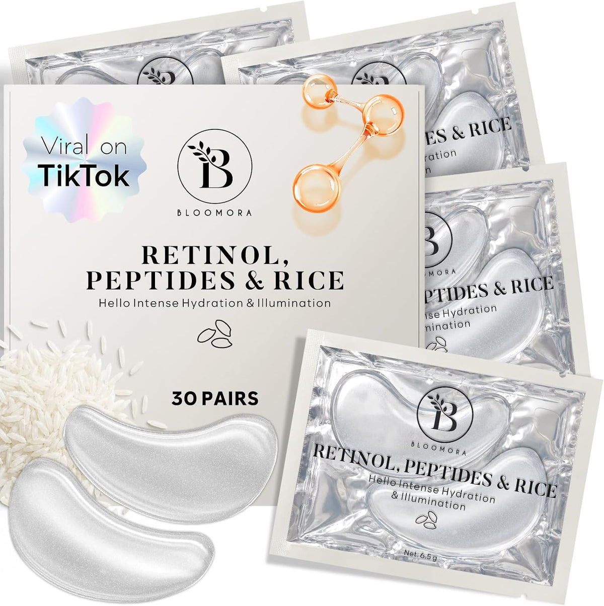 BLOOMORA Rose Under Eye Patches (30 Pairs) - Under Eye Mask for Appearance of Dark Circles - For Puffy Eyes Smoothing - Skincare Mask - Image 10