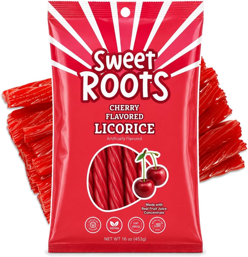 Sweet Roots Cinnamon Licorice Twists - 1 Bag (16 oz) - Jumbo Size Licorice Sticks | Vegan, Fat Free, Kosher | Soft Gourmet Licorice Candy with Cinnamon Flavor - Image 11