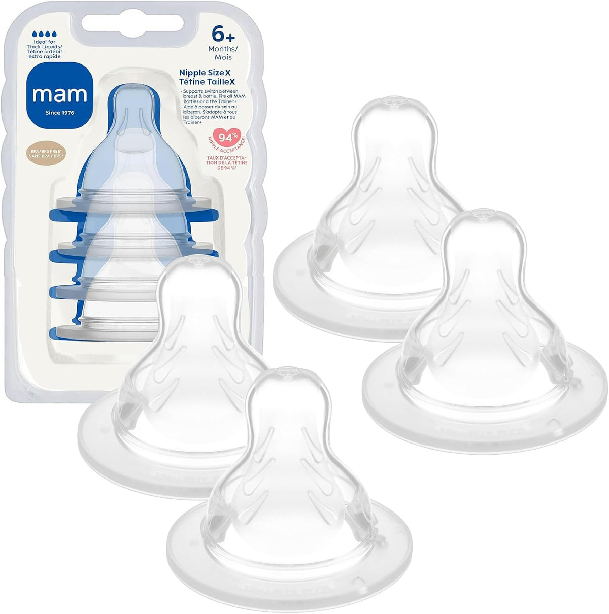 MAM Baby Bottle Anti-Colic Medium Flow Nipples, Fits All MAM Bottles, 2 Pk | Size 2, From 2+ Months, Skin Soft BPA Free Silicone, 94% Nipple Acceptance, Developed With Medical Experts, Made In Europe - Image 9