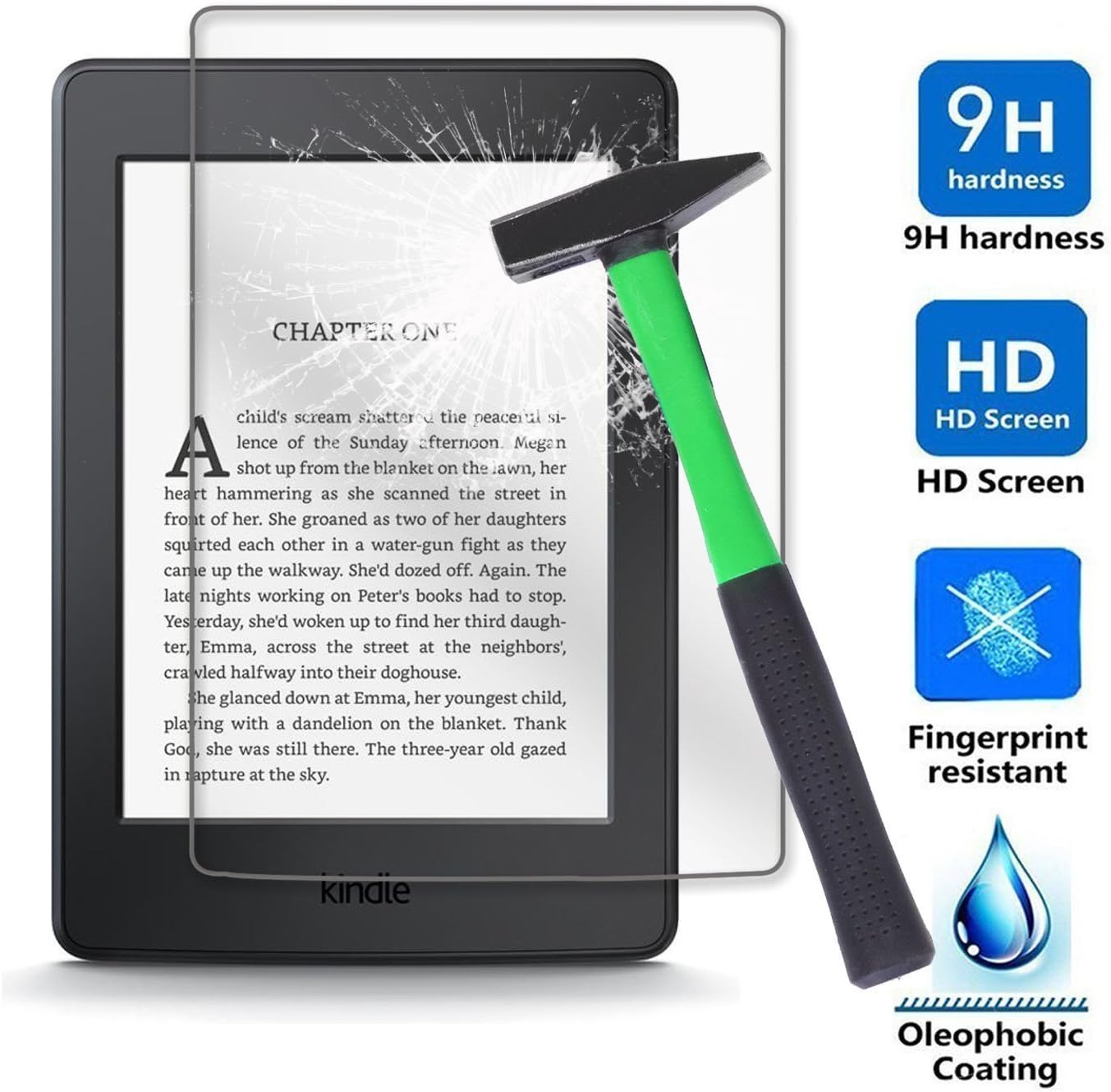 Kepuch tempered glass screen protector for Kindle front packaging view
