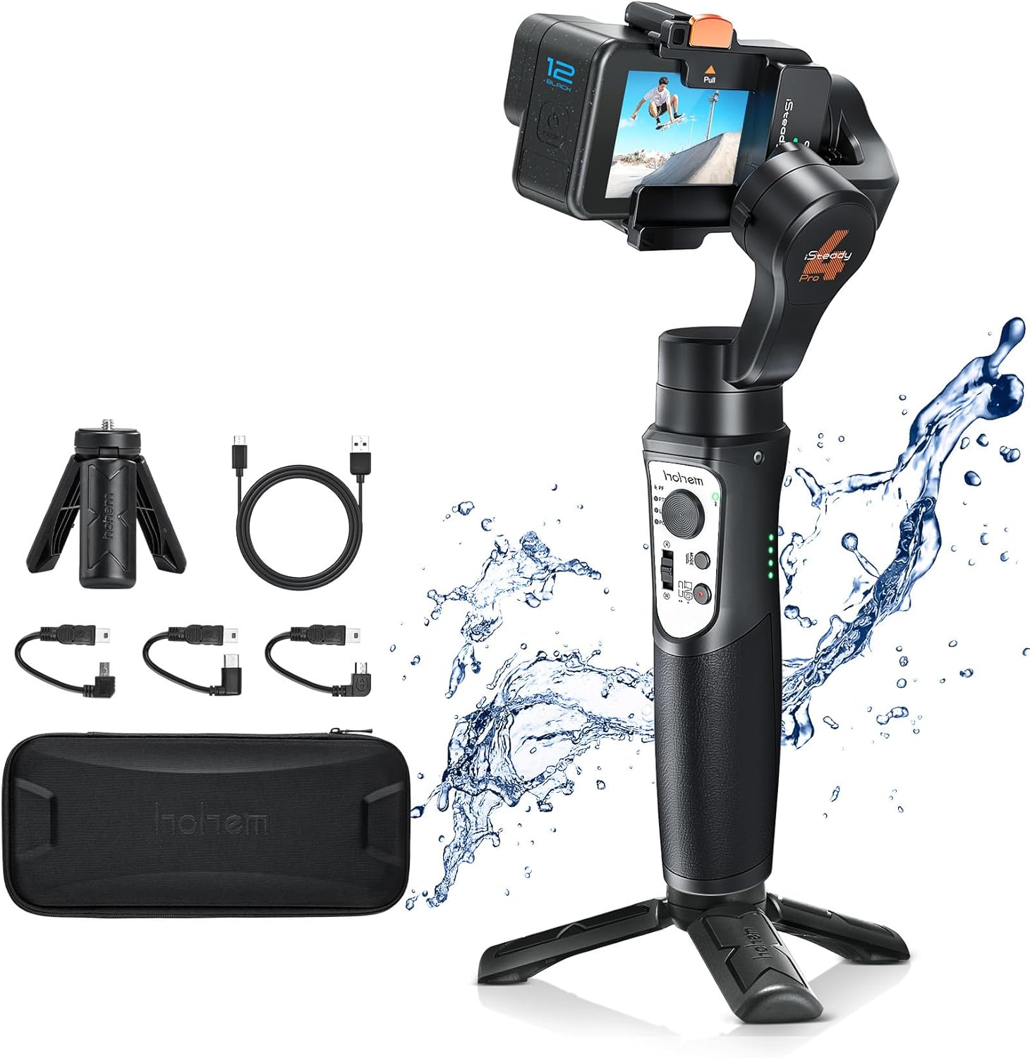 Hohem iSteady Pro 4 3-Axis Gimbal front view for action cameras