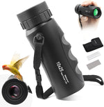 Astromania 10x25 Compact Outdoor Monocular front view showing objective lens and premium black ribbed rubber armor.