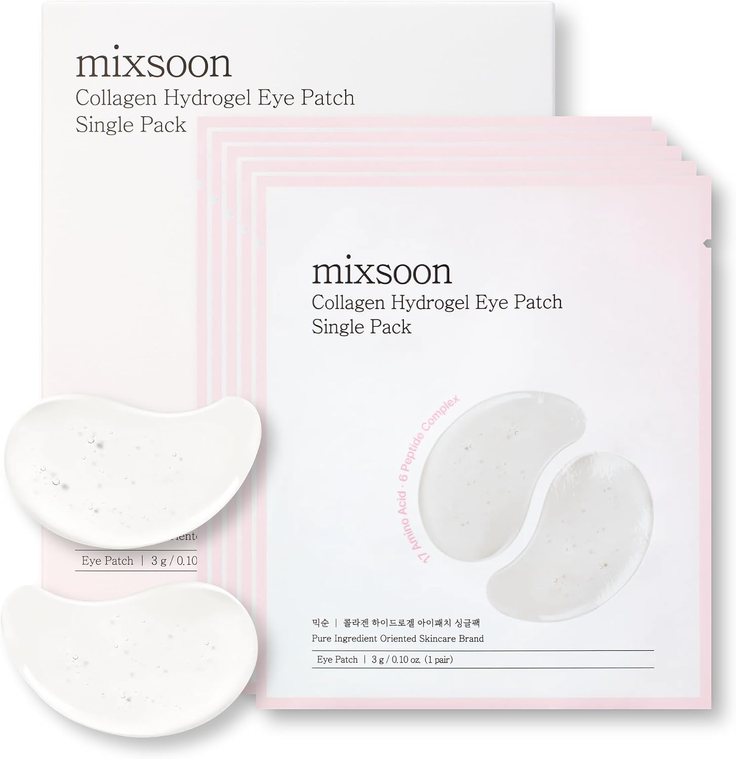 Mixsoon Collagen Hydrogel Eye Patches single pack front view for under eye hydration.