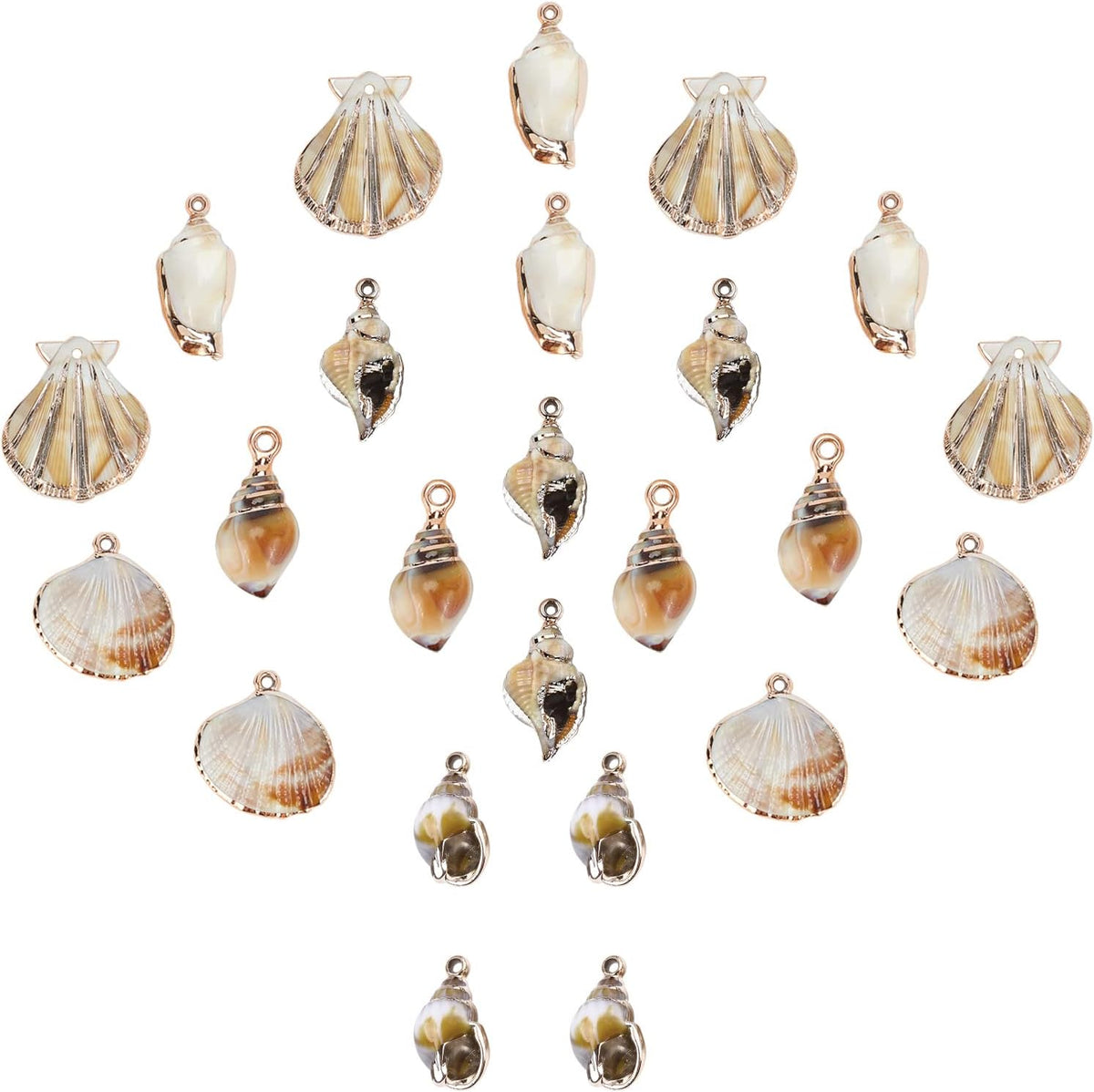 SUNNYCLUE 16 pieces seashell charms packaging presentation