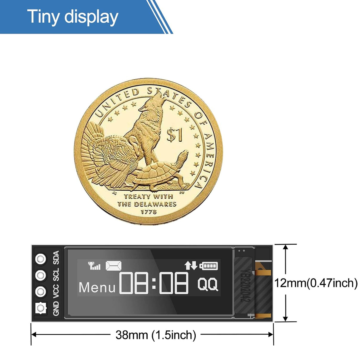 Dimensions and physical size comparison of the display board