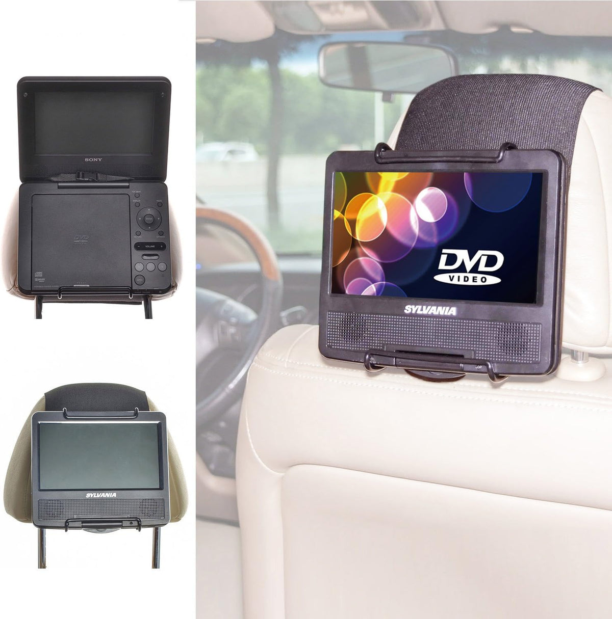 TFY universal headrest holder mounted on a car seat