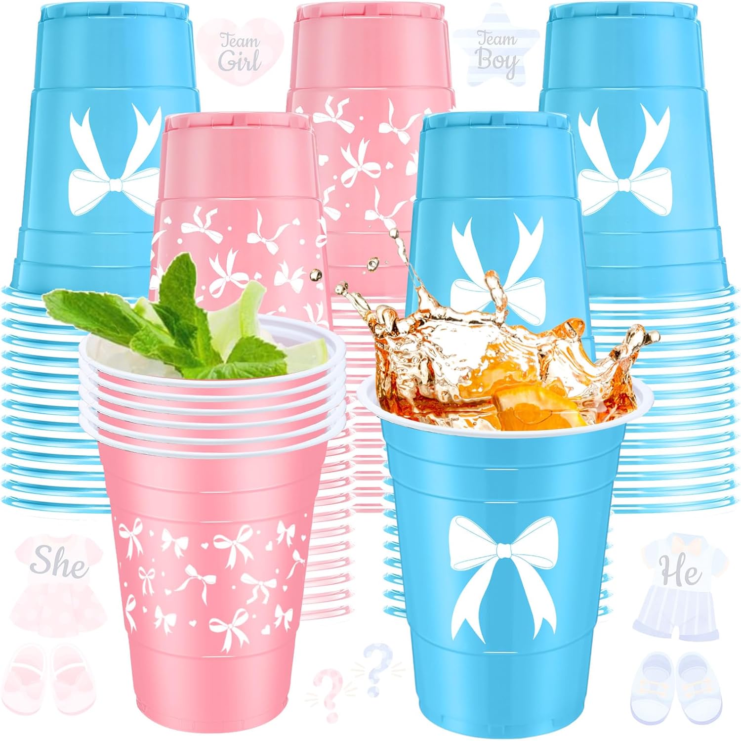 Jingmore coquette bow party cups front view