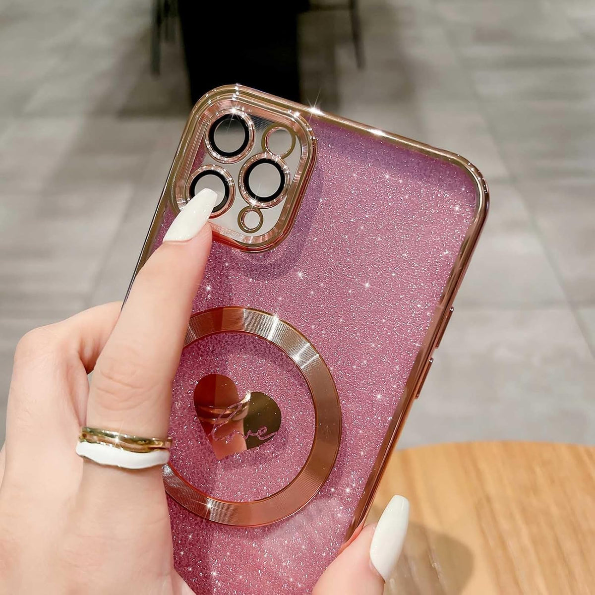 HYUEKOKO glitter case camera lens protection closeup