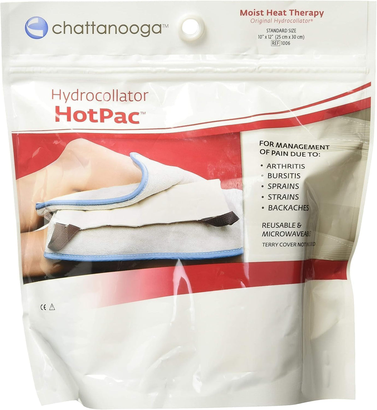 Chattanooga Hydrocollator pack positioned for back and spine application
