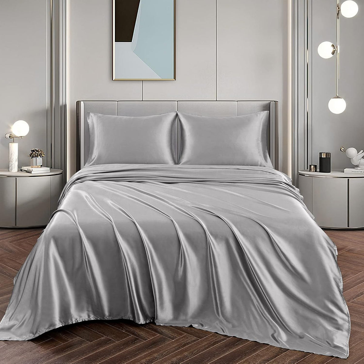 Vonty matching satin pillowcases pair close up