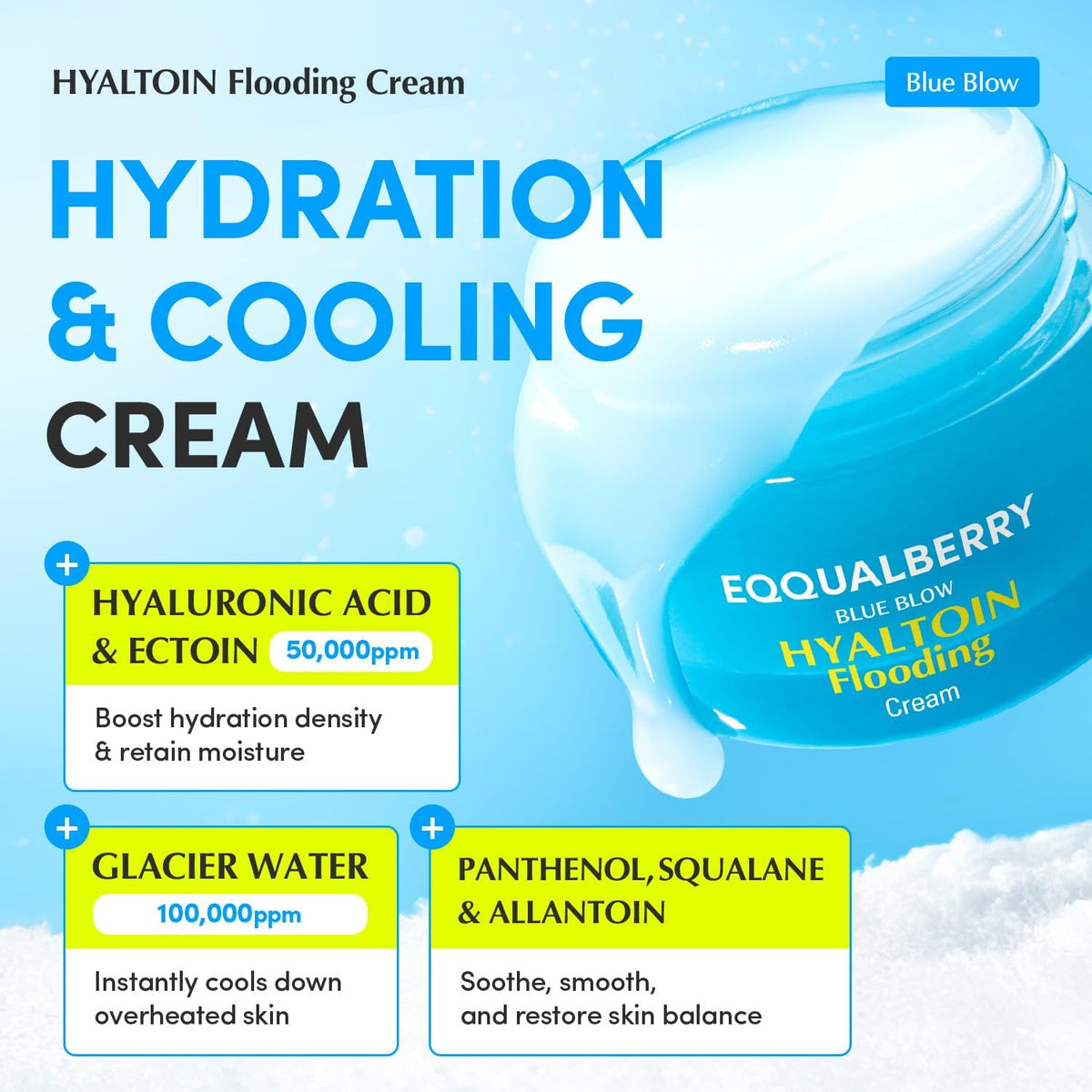 Eqqualberry Hyaltoin Flooding Cream packaging box and jar