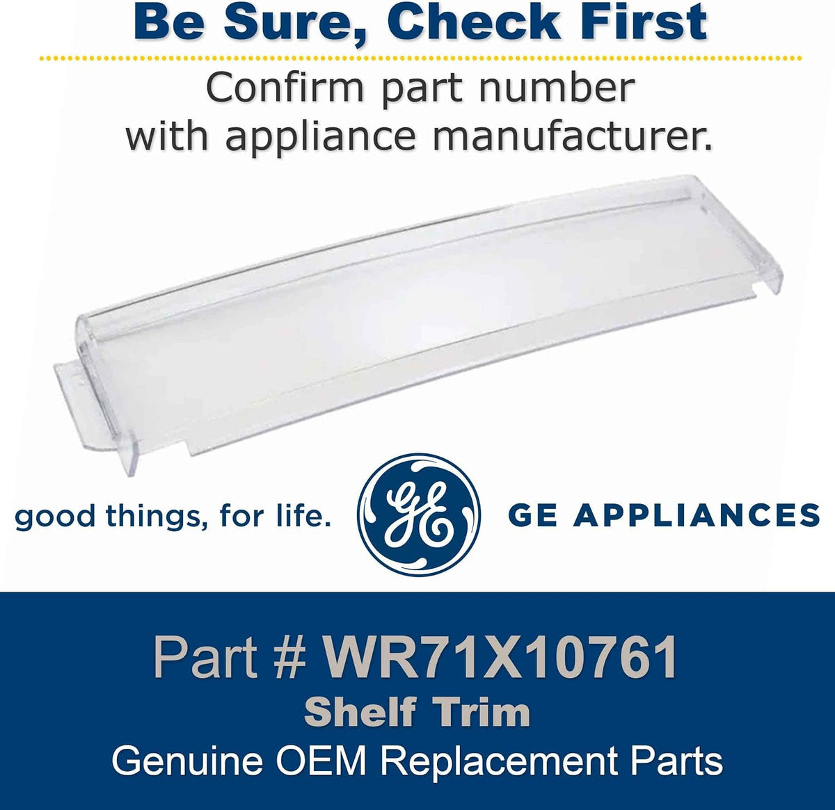 GE WR71X10761 transparent plastic guard rail assembly close up