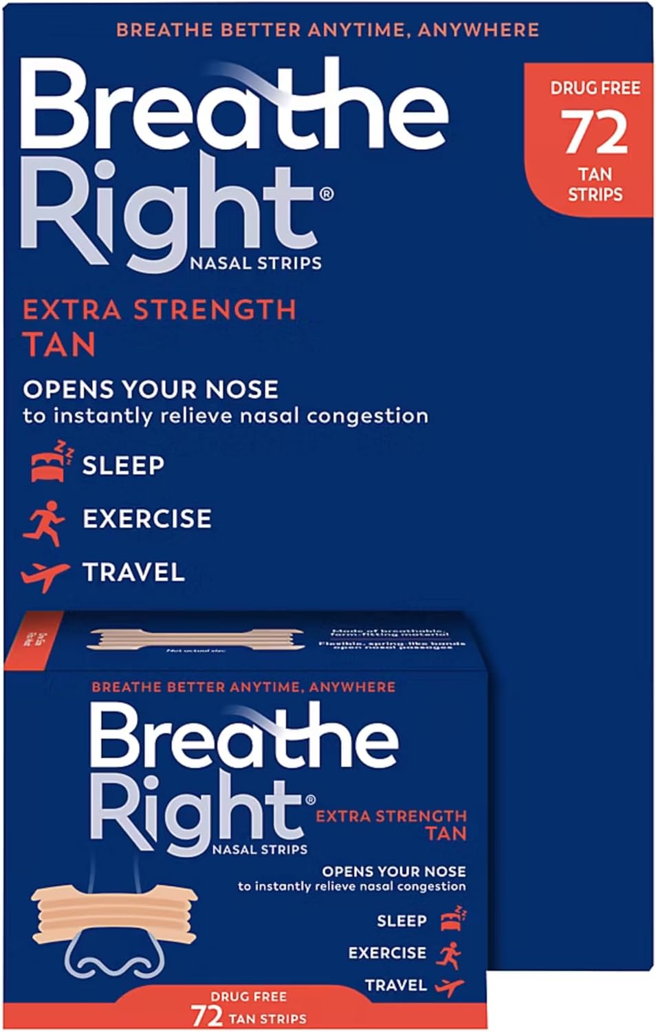 Breathe Right nasal strips front view packaging
