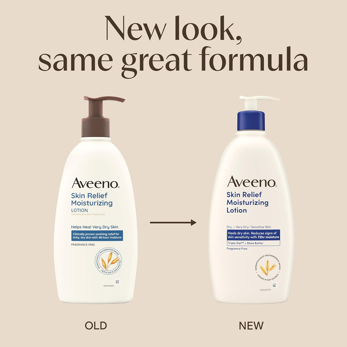 Aveeno Skin Relief Moisturizing Lotion Heals Very Dry, Sensitive Skin, Fast-Absorbing Body Lotion with Soothing Triple Oat & Shea Butter Formula, Fragrance Free, Non-Comedogenic, 12 fl. oz - Image 2