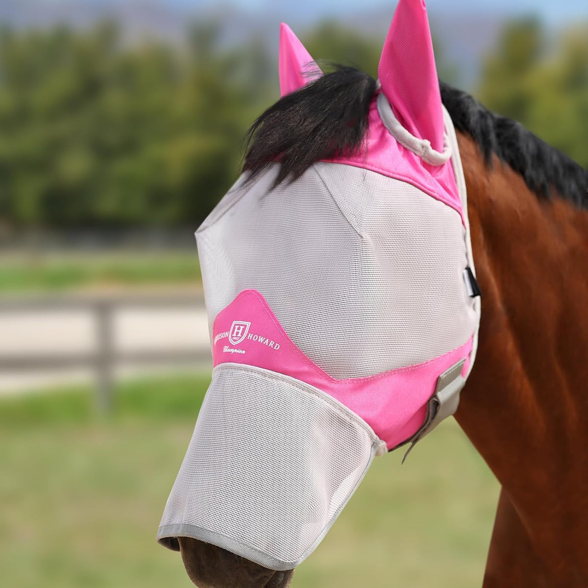 Harrison Howard Full Face Horse Fly Mask UV Protection and Breathable or Equine Use Comfortable Navy L - Image 10