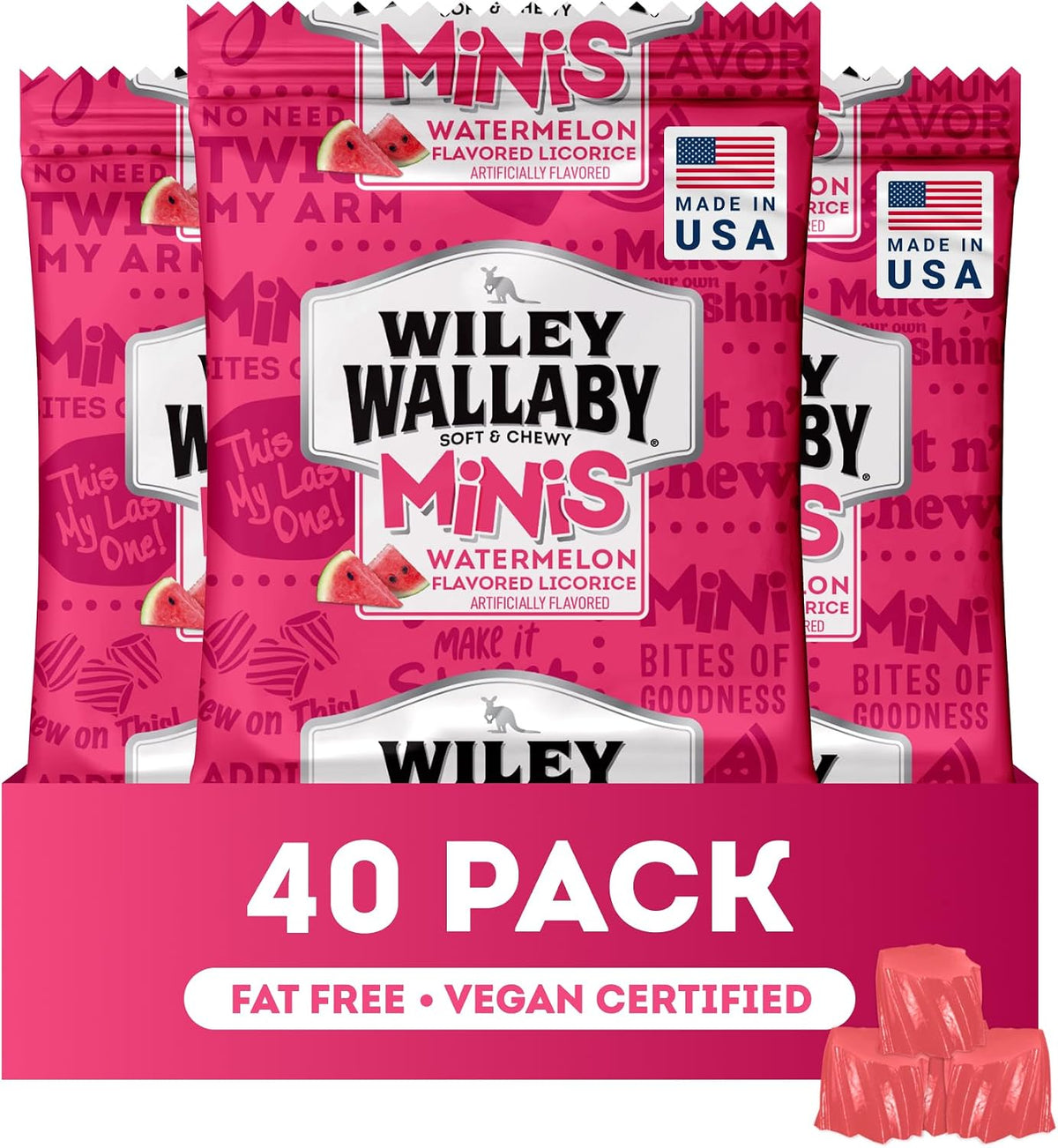 Wiley Wallaby Mini Licorice Bites 0.5 Ounce Strawberry Gourmet Soft & Chewy Australian Classic Red Licorice Candy Bags, 40 Pack - Image 10
