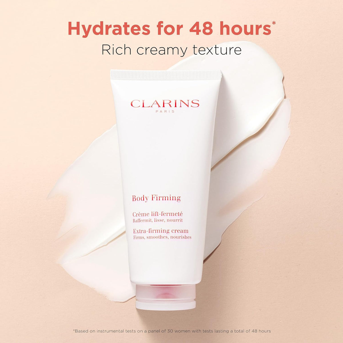 Clarins Extra-Firming Body Cream side angle showcasing jar size